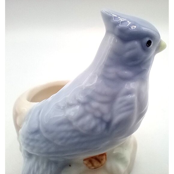 Blue Jay Toothpick Holder Vintage Porcelain 2.25 In Miniature Bird Nest Decor - Picture 12 of 16